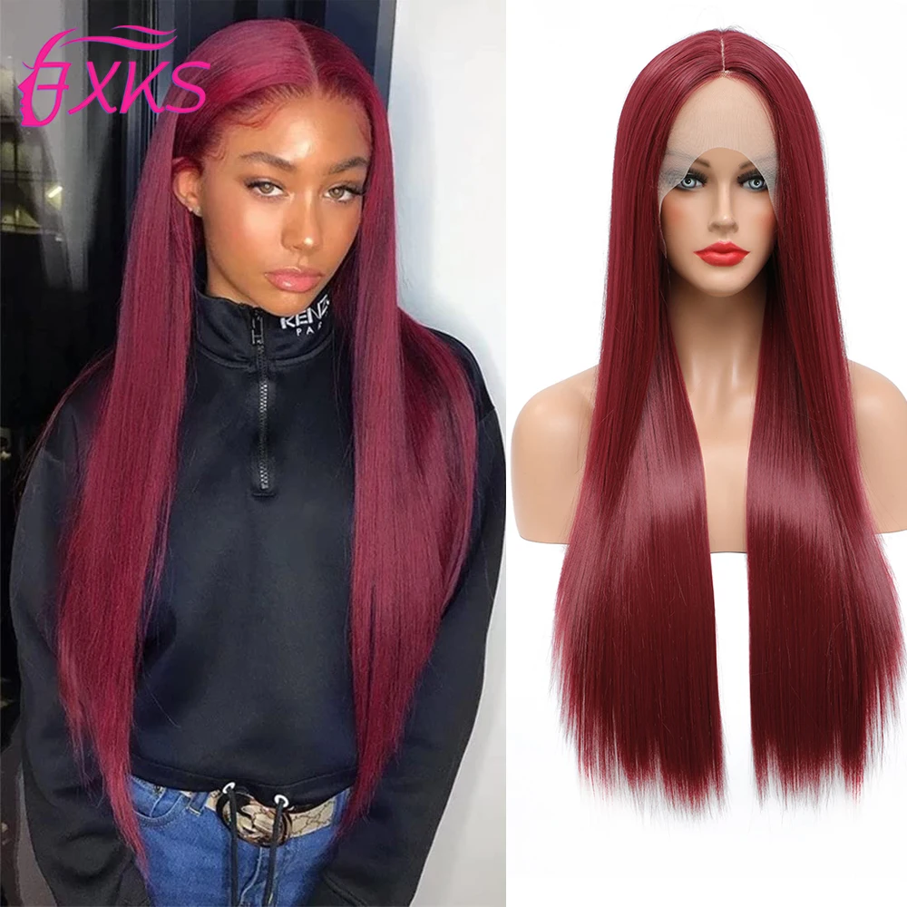 

99J Long Straight Lace Front Synthetic Wig Silver Blonde 13X1cm Lace Frontal Heat Resistant Fiber Hair Wigs For Women 26In FXKS