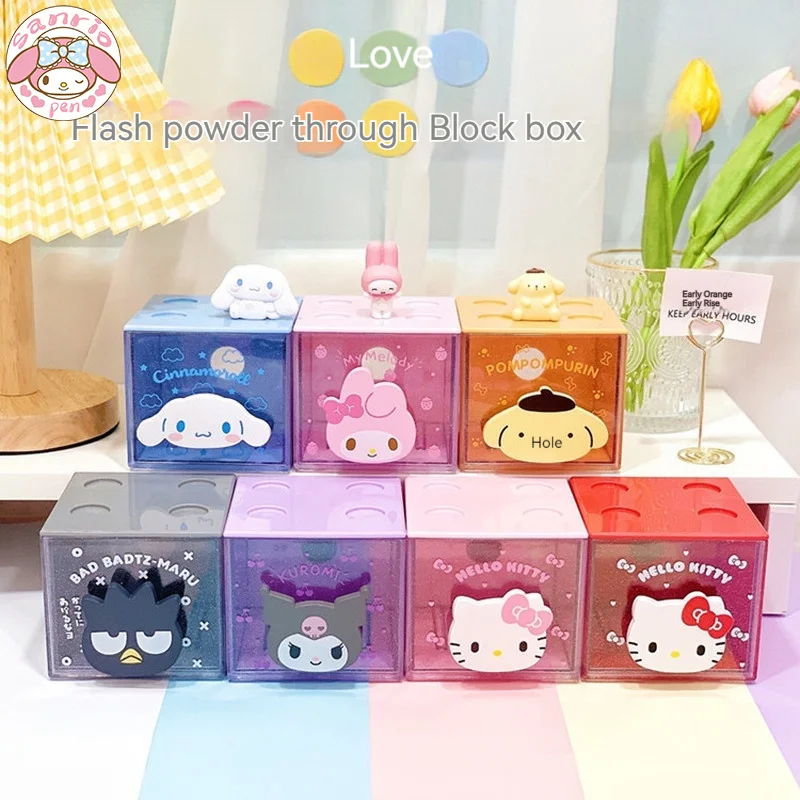 

Sanrio New Cartoon Box Flash Pink Transparent Drawer Boxes Studnets Cute Desktop Storage Box Dust Proof Stackable Puzzle Storage