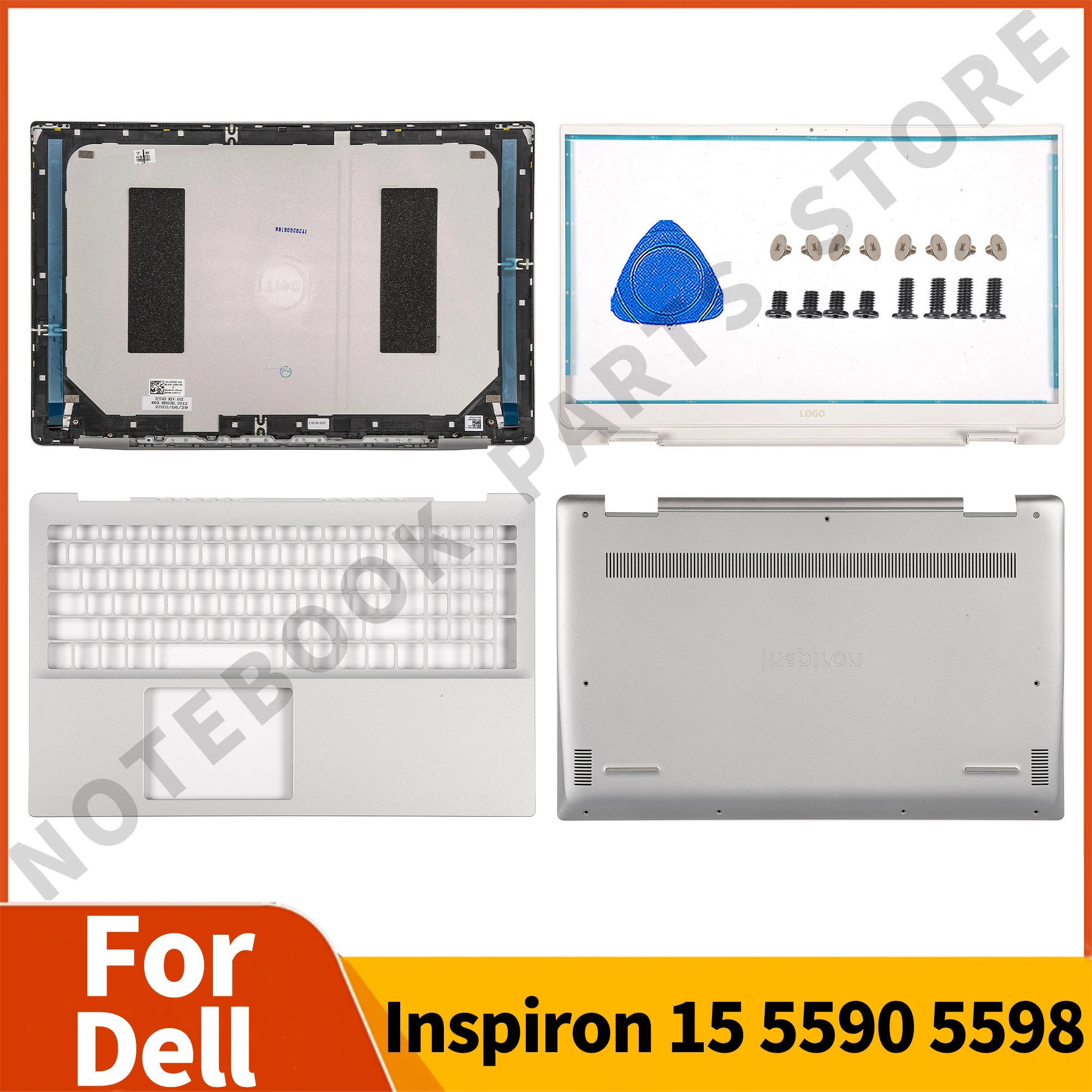 

Новый чехол для ноутбука DELL Inspiron 15 5590 5598, задняя крышка ЖК-дисплея, передняя панель, Упор для рук, Нижняя крышка, верхняя крышка 039T35, серебристый