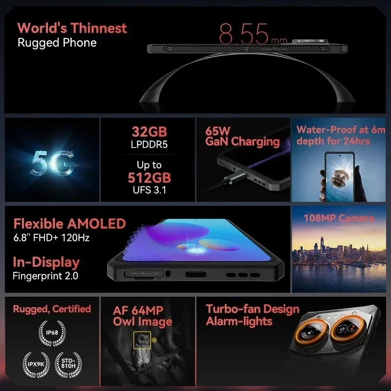 Фото Прочный смартфон IIIF150 Air2 Ultra 6,8 дюйма 5G, 16 ГБ + 512 ГБ, 108 МП, камера, 64 МП, ночное видение, ультратонкие мобильные телефоны Android 13 №2