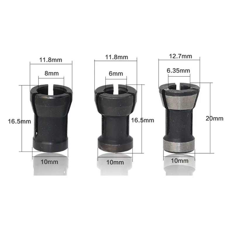 

Binoax 3pcs/lot High Precision Adapter collet shank router tool Adapters holder 6mm/6.35mm/8mm