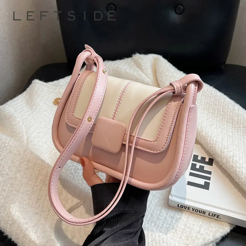 

LEFTSIDE, сумка через плечо из искусственной кожи контрастных цветов для женщин, лето 2023, женская модная сумка Tendy, сумка через плечо для подмышек