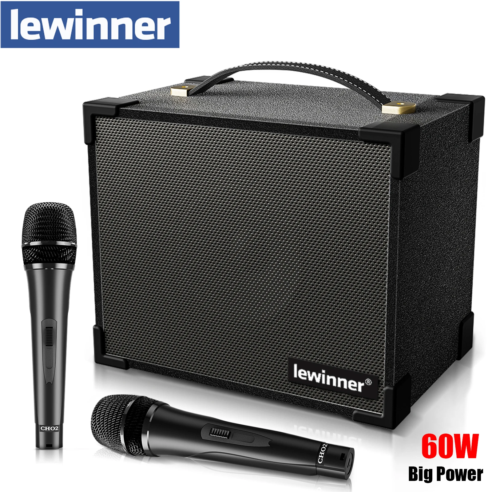 

Lewinner Karaoke Machine With Dual Microphone For Kids Adults L-02 Portable Bluetooth Speaker With 2 Wireless Microphones 60W