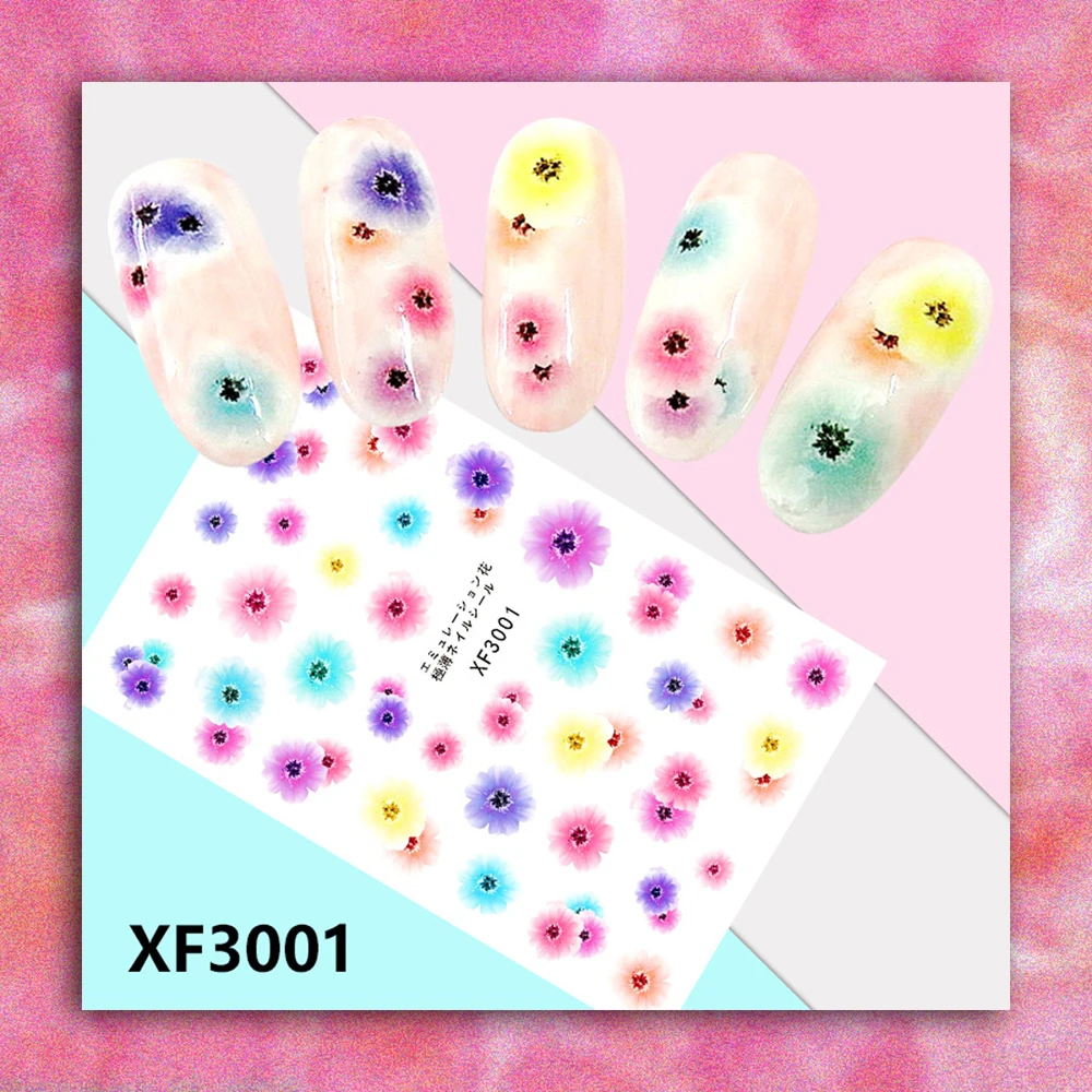 

10PCS Butterfly Botanical Nail Art Stickers Flowers Falling Leaves Nail Art Deco Decals 3D Adhesives Grass Cats Nail Sliders