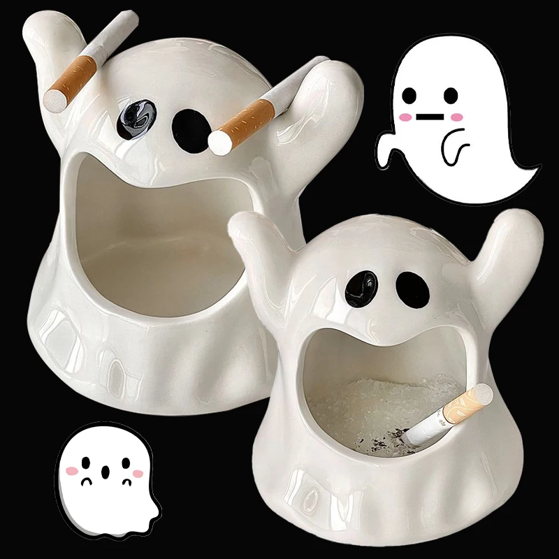 

Creative Specter Ashtray New Ceramic Ashtray Cigarette Ash Holder Smoking Accessories Hotel Table Home Living Room Decoration