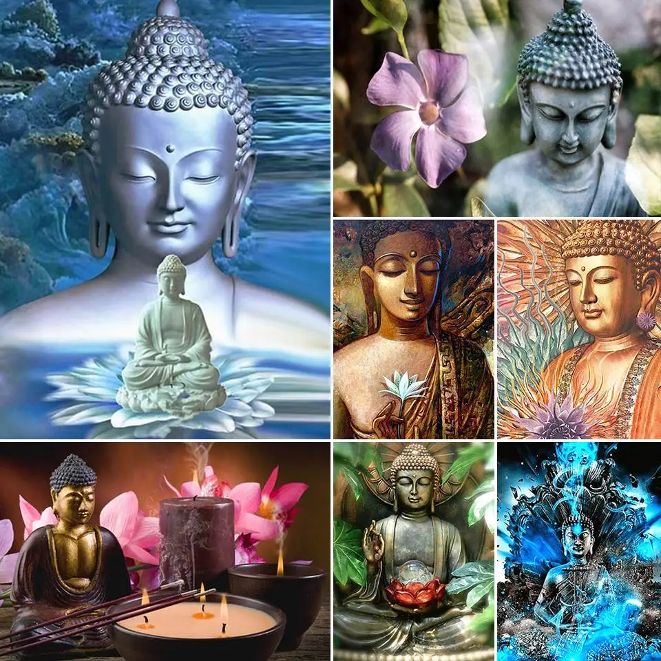 

5D DIY Diamond Painting Religious Buddha Cross Stitch Kit Full Drill Square Embroidery Mosaic Art Pictures of Rhinestones Decor