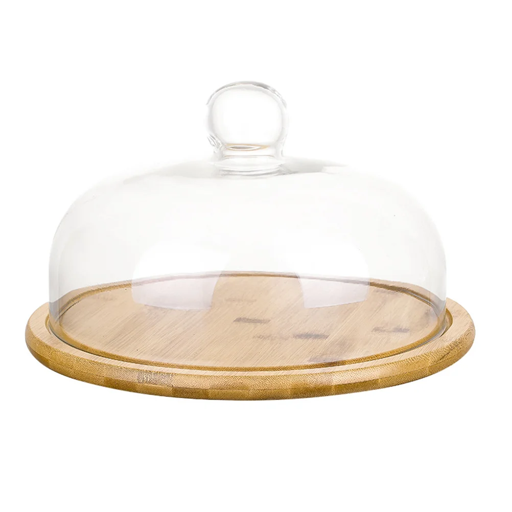 

Cake Cover Domestandplate Dessert Displaylid Tray Serving Platter Cloche Cheese Wood Server Holder Round Clear Dish Table Pastry