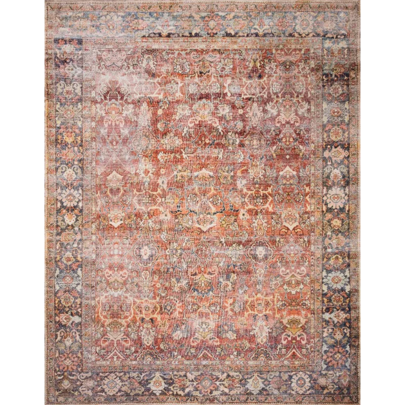 

Loloi II Layla Printed Oriental Distressed Spice / Marine Area Rug home carpet