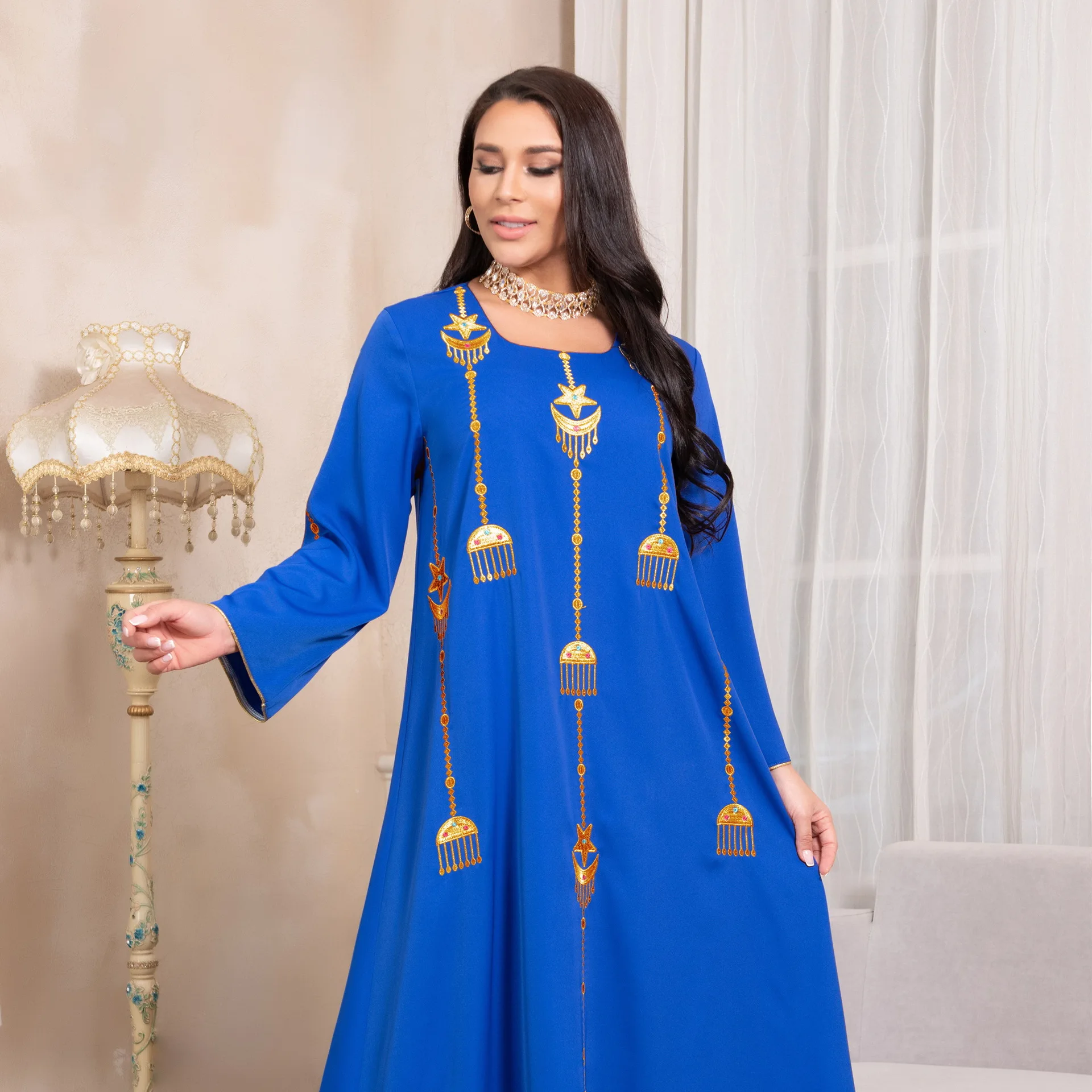 Middle Eastern Muslims Embroidered Abaya Islamic Robes Eid Al Fitr Arab Nationalities Dubai Muslim Fashion Vestidos Musulmanes