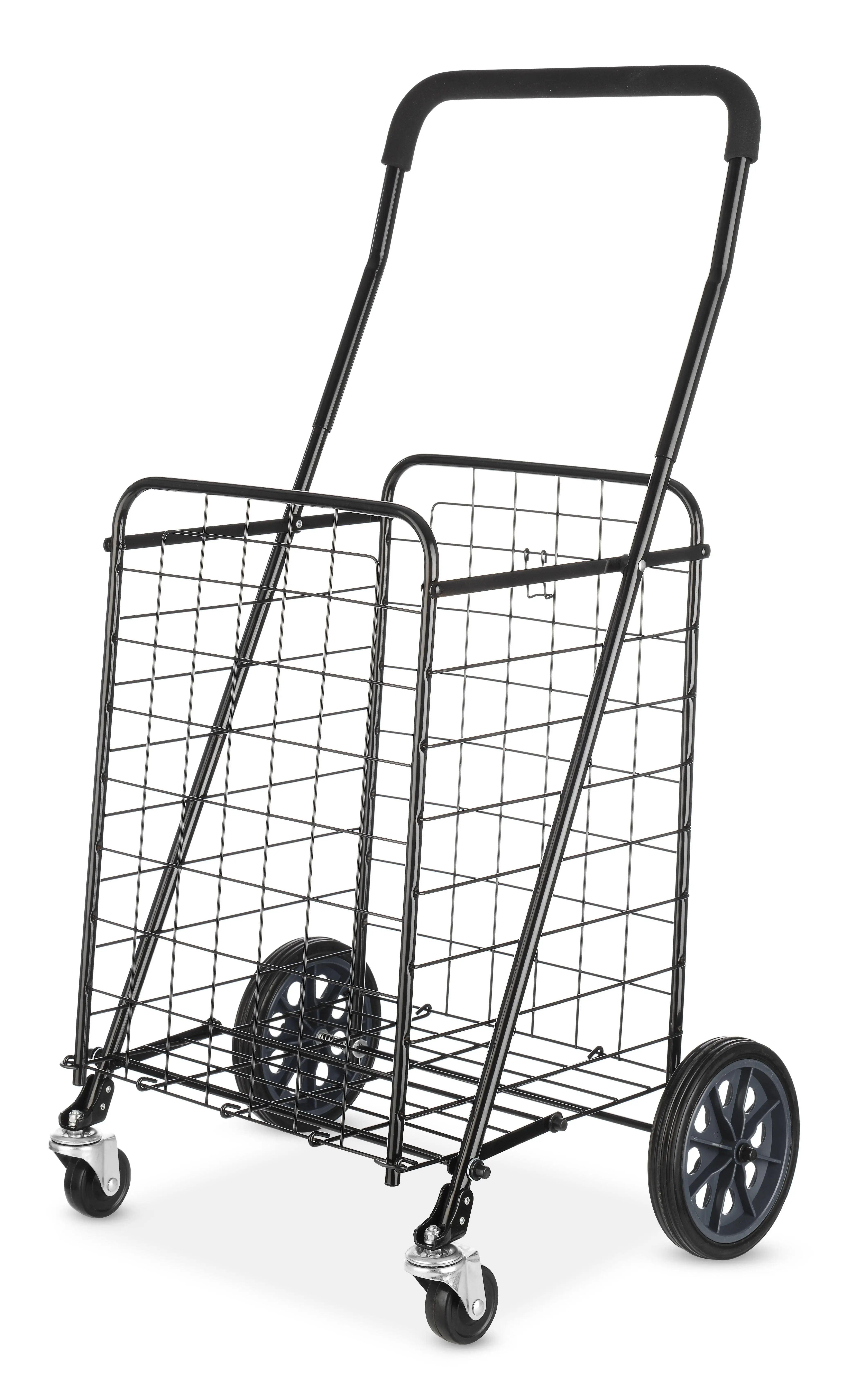 

Mainstays Adjustable Steel Rolling Laundry Basket Shopping Cart, Black
