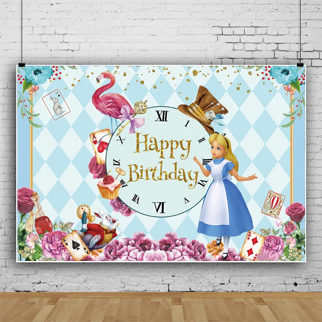 

Disney Alice in Wonderland Birthday Party Celebration Decoration Customize Banner Wall Decorations Kid Girl Baby Shower Gift