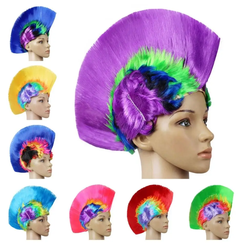 

9 Styles Cockscomb Hair Wig Mohawk Hairstyle Funny Rainbow Punk Costume Masquerade Headdress For Women Men Hall