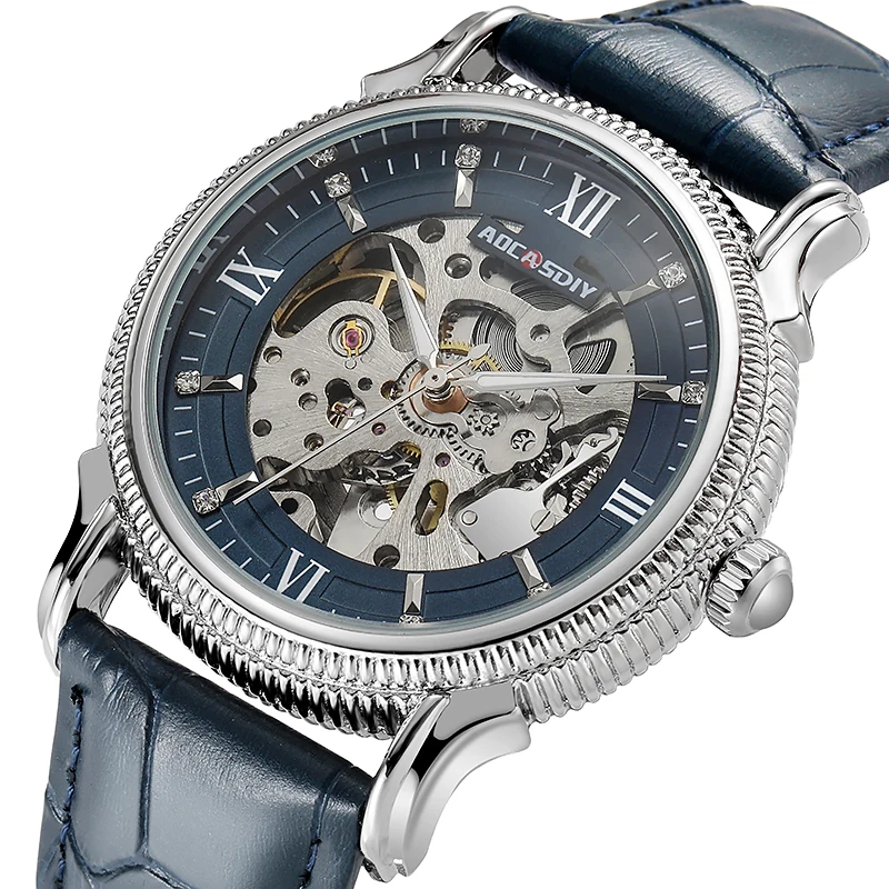 

Горячая Распродажа, роскошные брендовые модные деловые часы AOCASDIY с кожаным ремешком, автоматические механические мужские часы, мужские час...