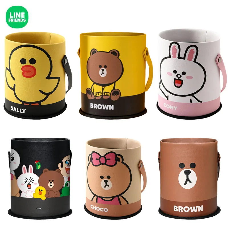 

LINE FRIENDS Kawaii Brown Cony Sally Choco Cute Car Leather Trash Can Cartoon Anime Car Seat Back Hanging Storage Box Girl Gift