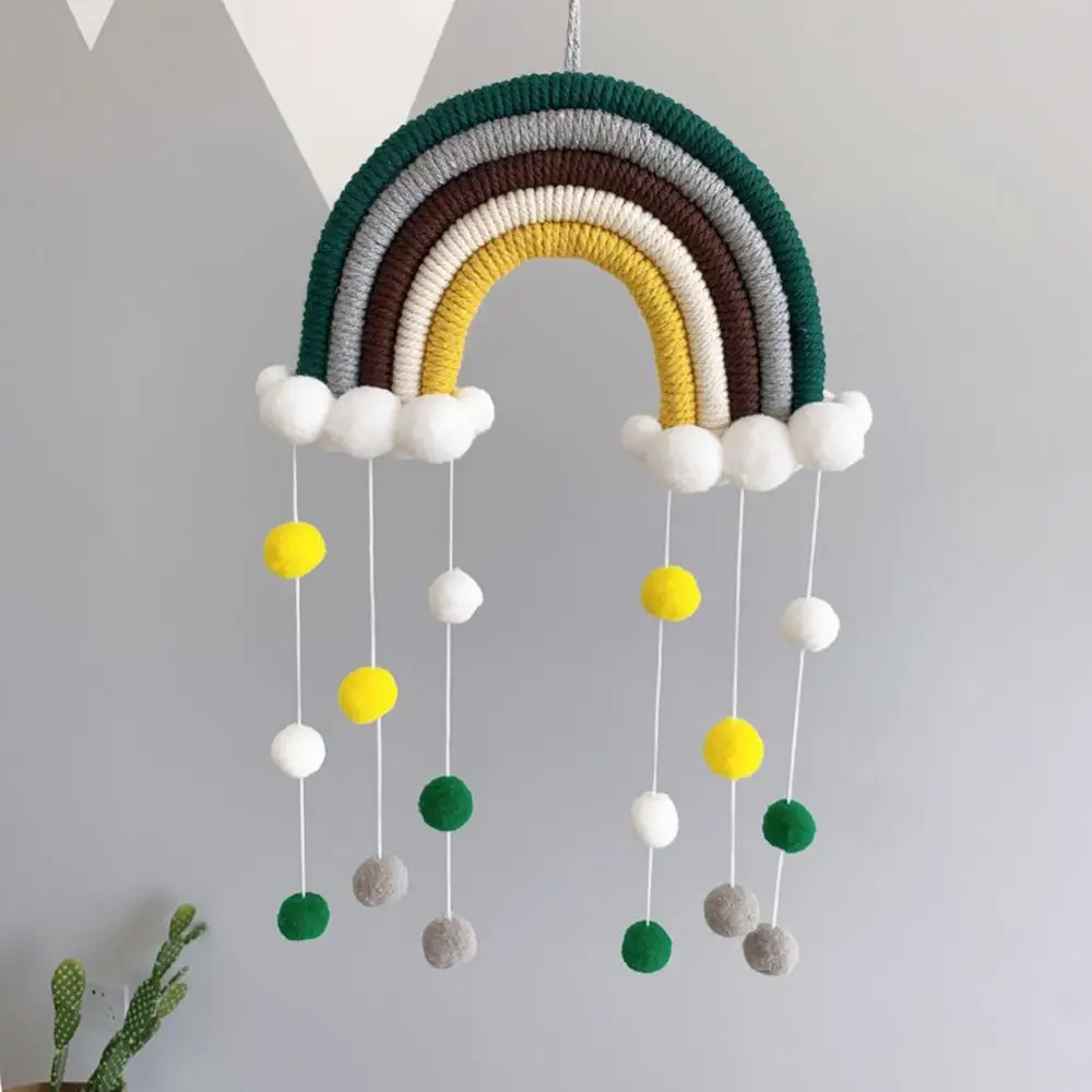 

Hanging Woven Rainbow Ball Pendant Kids Room Ornament Balcony Home Wall Decor