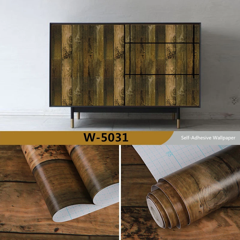 

Wood Grain PVC Waterproof Self Adhesive Wallpaper Kitchen Wardrobe Furniture Renovation Stickers Home Decor Door Wall Sticker