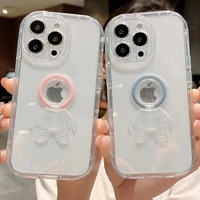 high transparency bracket shockproof bumper case for iphone 13 11 12 pro max xs max xr x cute astronaut soft silicone cover