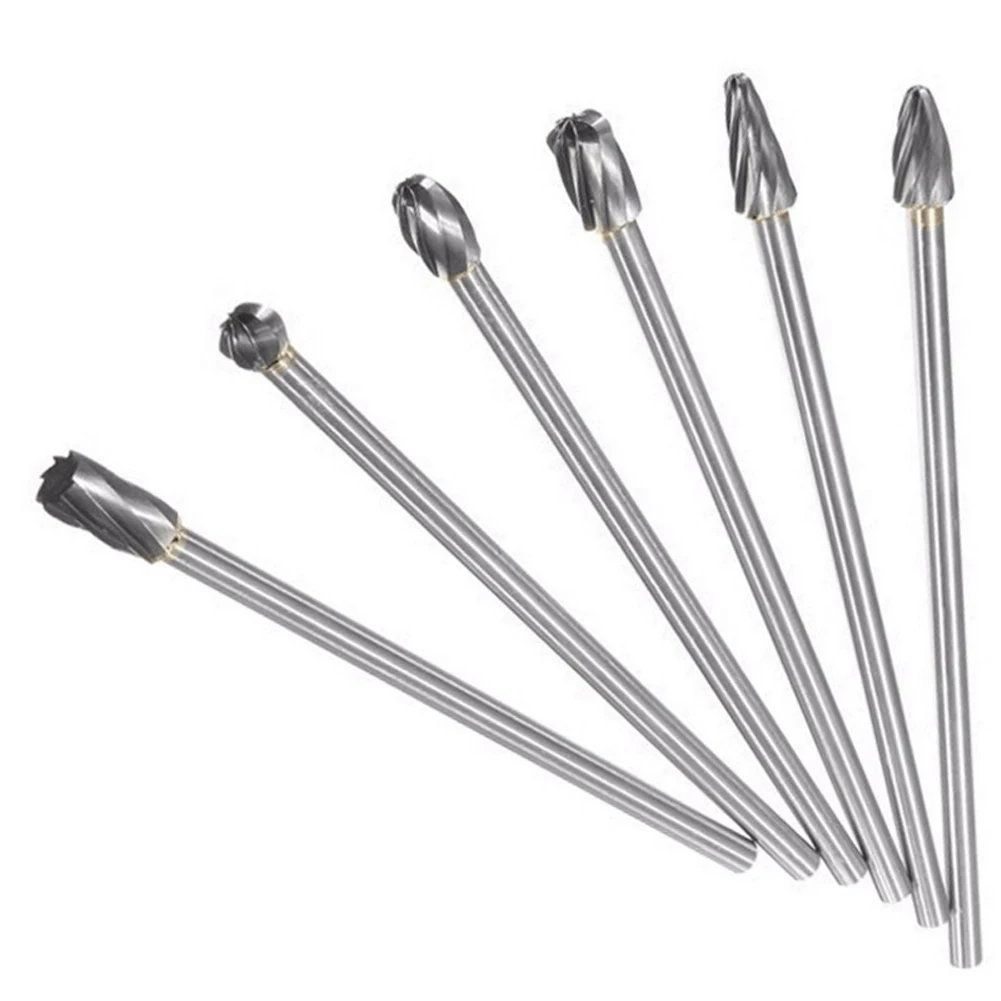 

Burr Bits Rotary File 6Pcs 6mm Carbide Burr Bits Double Cut Rotary Burr