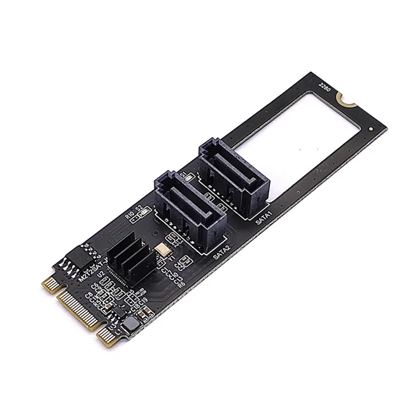 

M.2 KEY-M NVME PCI-E To 2-Port Sata3.0 Expansion Card 6Gbps Adapter Card Drive-Free JMB582 Only Supports 2280 Slots