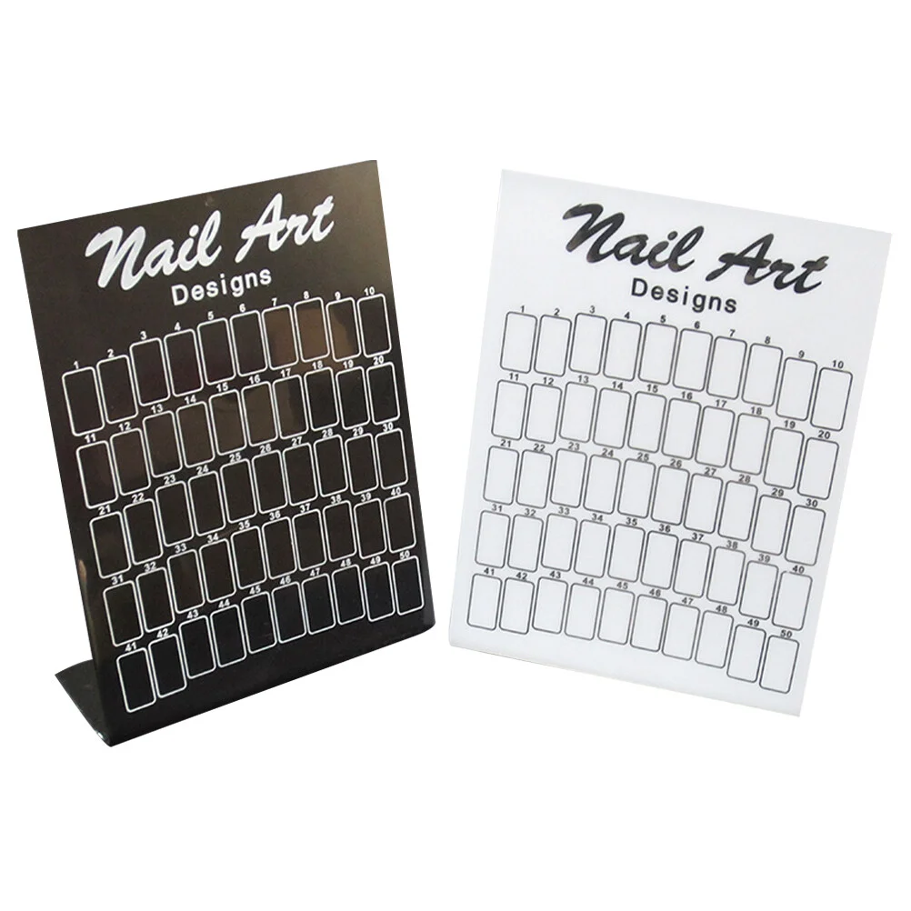 

2 Pcs Nail Display Stand Black False Nails Salon Supply Sample Tips Holder Showing Plastic Board Work Fake