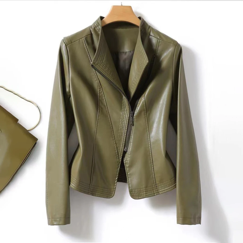 Женское пальто из натуральной кожи маленькая кожаная куртка овчины с лацканами