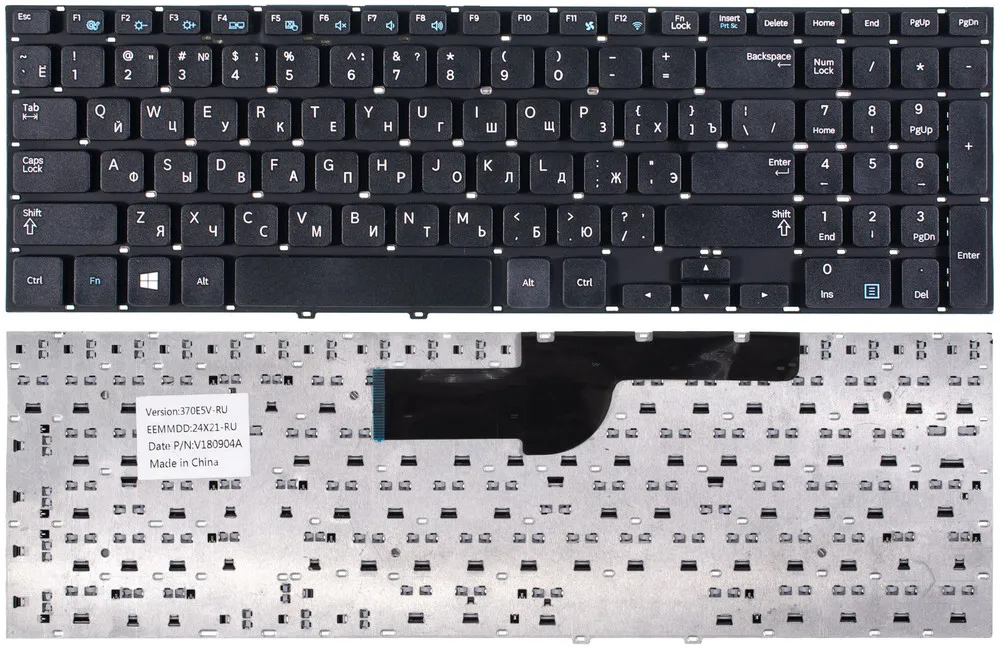 Keyboard black without frame for Samsung np300e5v keyboard keys клава | Replacement Keyboards