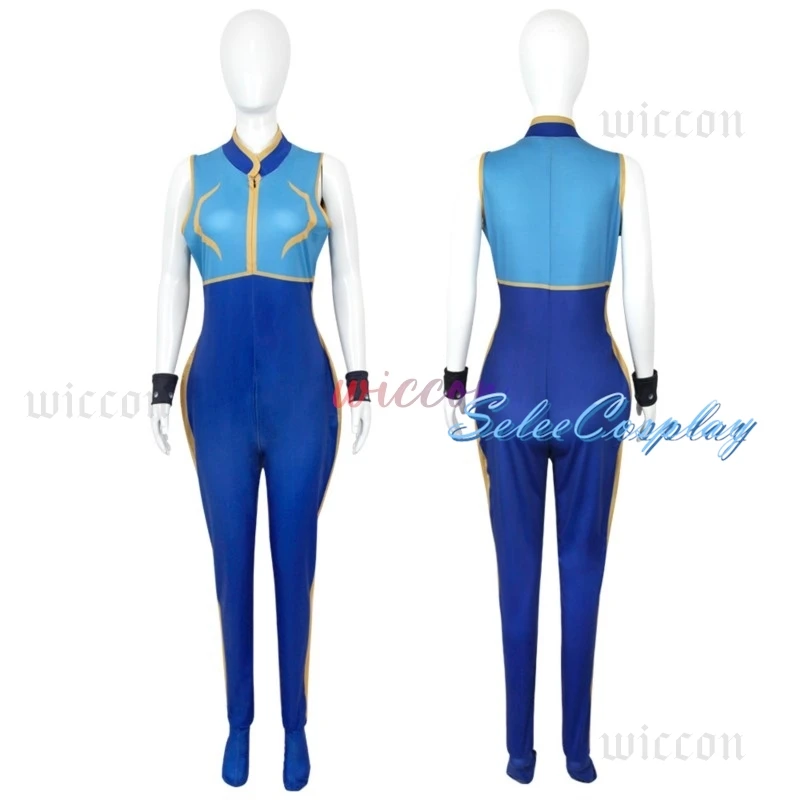 Аниме Чун Ли Косплей Костюм Игра SF Ролевая Чунли Синий Комбинезон Экипировка