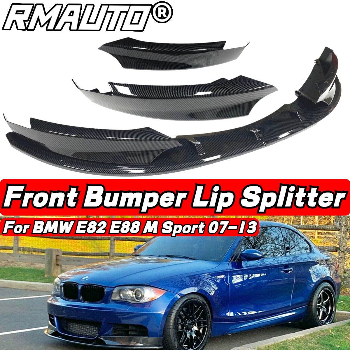 

For BMW 1 Series E82 E88 M Sport 2007-2013 Carbon Fiber Car Front Bumper Splitter Spoiler Lip Diffuser Body Kit Car Accessories