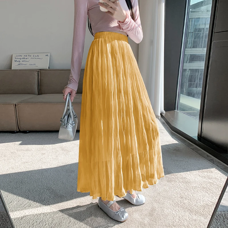 Женская юбка весна-лето 2024 с высокой талией плиссированные юбки черные белые