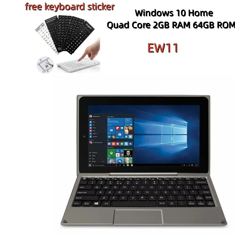 

11.6'' EW11 Windows 10 Home 2-in-1 Mini Notebook Intel Atom Z3735F Quad Core 2GB DDR RAM 64GB ROM 1366 x 768 IPS Tablets PC