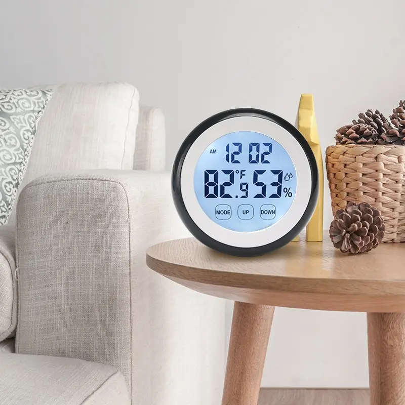 digital lcd display indoor thermometer hygrometer round wireless electronic temperature humidity meter weather station tester free global shipping