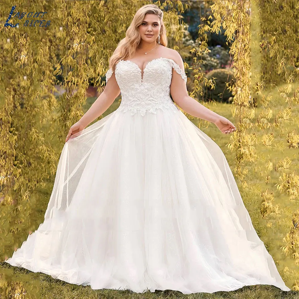 

LAYOUT NICEB Princess Sweetheart Neck Off Shoulder Bridal Gowns Classic Lace Appliques Wedding Dresses A-Line Vestidos De Novia