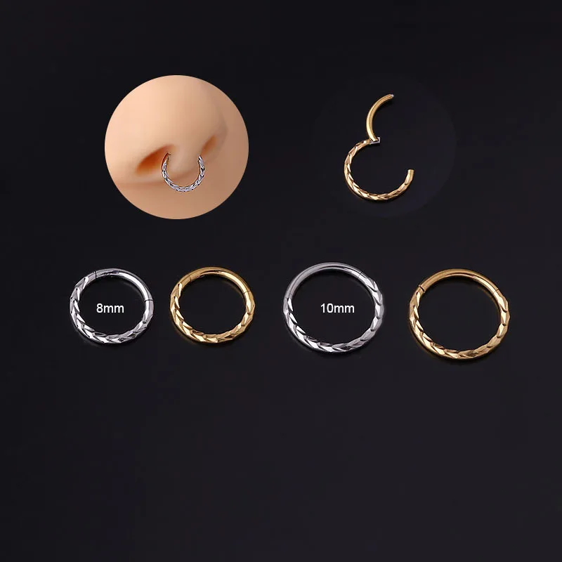 

316L Surgical Steel Piercing Nose Rings Hinged Segment Clicker Nose Septum Helix Ear Cartilage Tragus Daith Body Jewelry 16G