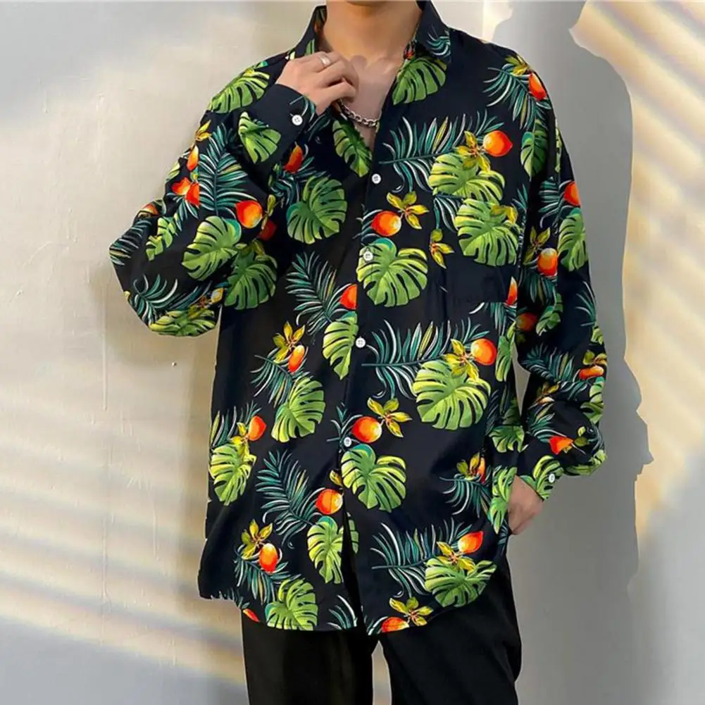 

Classic Couple Shirt Soft Unisex Shirt Single Breasted Casual Hawaiian Vacation Shirt Top Versatile