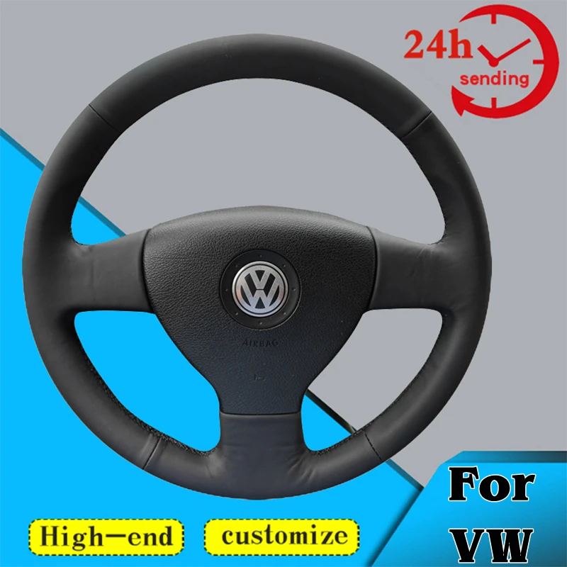

Custom Car Steering Wheel Cover Genuine Leather 100% Fit For Volkswagen Old VW Golf Polo Sagitar 2010 Polo Car Accessories