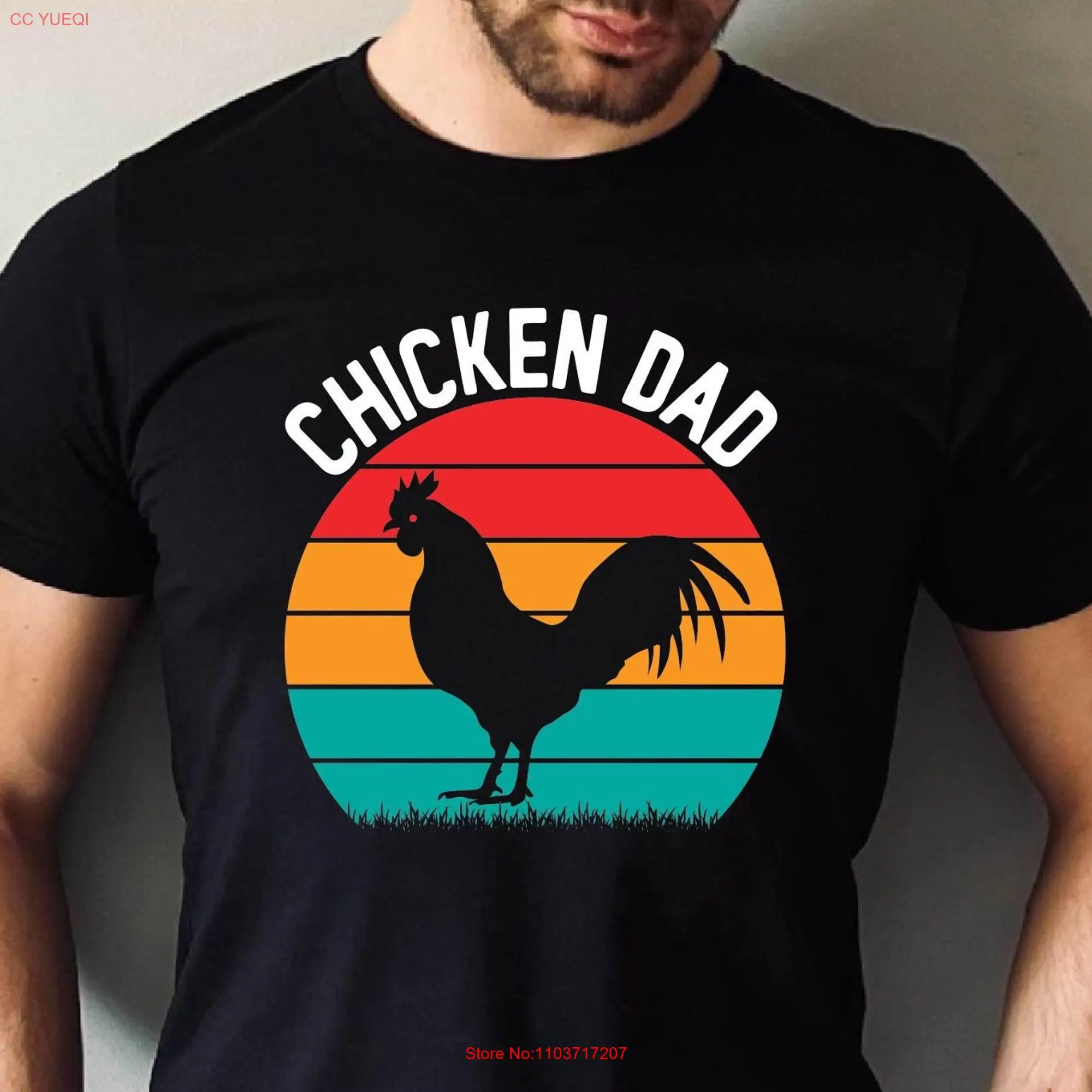 Футболка с изображением цыплят папы Забавный фермерский любимый милый длинный