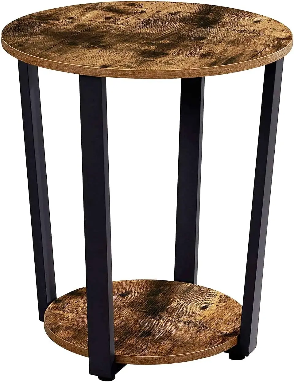 

Wood Round End Table - 19.7" Dia. Side Table with Storage Small Table with Sturdy Metal Frame for Living Room Bedroom Couch Tab
