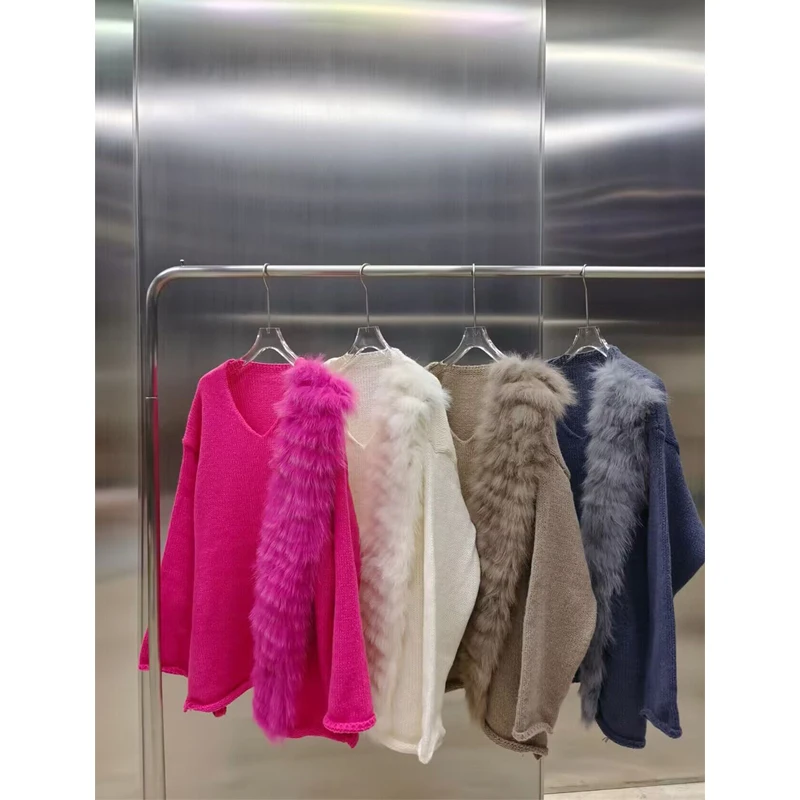 Натуральный мех модная классическая женская объемная лиса с длинным рукавом 7211