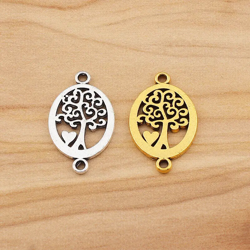 Соединительные подвески для браслета, сережек, ювелирных изделий под старину, золотистого и серебристого цвета, 23x13, 50 шт.