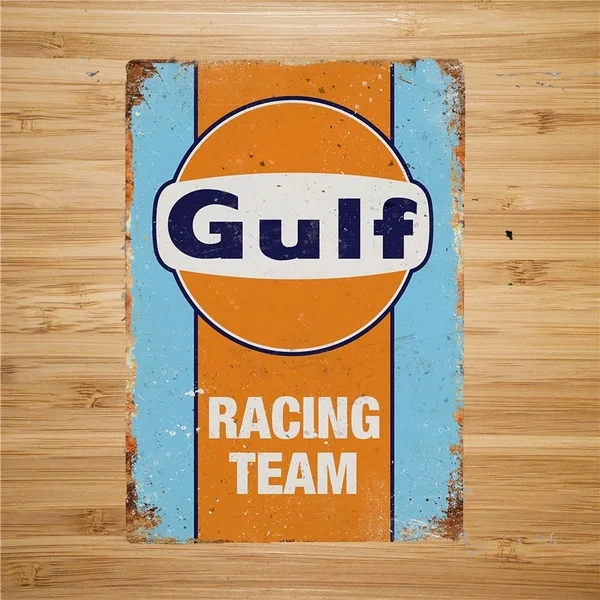 

Gulf Racing Replica Vintage Metal Wall Tin Sign Plaque Retro Garage Shed Car Motor Metal Painting Metal Plaque 20x30cm Poster