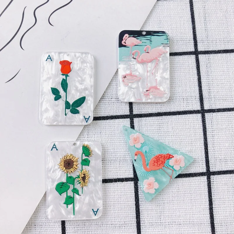 

10pcs Acrylic Flower Pendants Charms Triangle Pendants Earrings Connectors for DIY Earrings Necklace Bracelet Jewelry Making