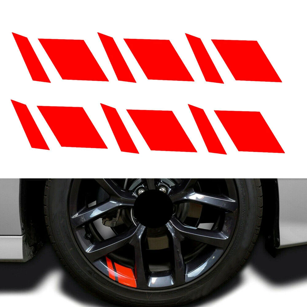 

6x Reflective Car Wheel Rim Vinyl Decal Sticker Car Red Accessories For 16"-21"