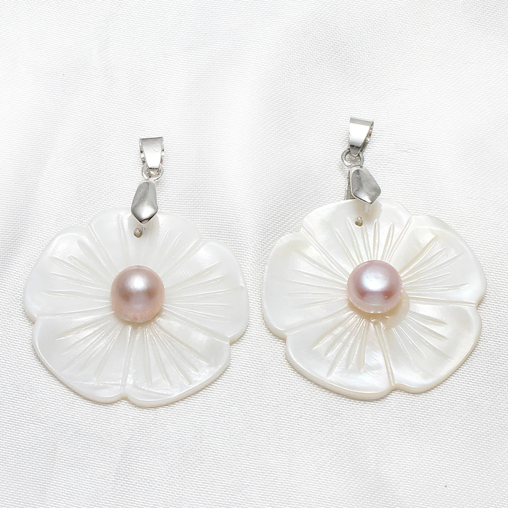 YYW 1 шт. подвески из пресноводной ракушки с посеребренным цветочным пресноводным жемчугом подвески для женщин ювелирные изделия ожерелье аксессуары