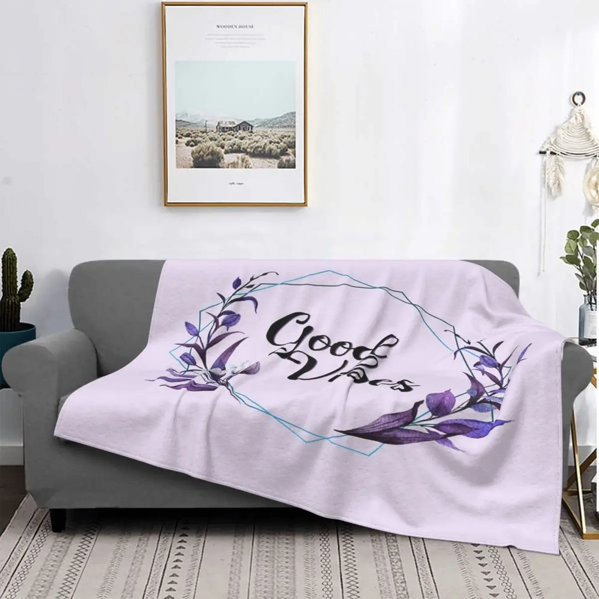

Manta motivacional con marco Floral de Good Vibes, colcha a cuadros para cama, funda para sofá, Sudadera con capucha, mantas par