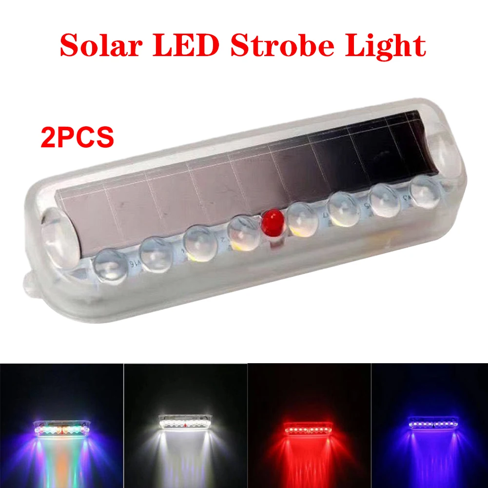 

2pcs Solar LED Strobe Light Anti-collision Warn Indicator Tail Rear Signal Light Easy Install Free Wiring for Car Motorcycle