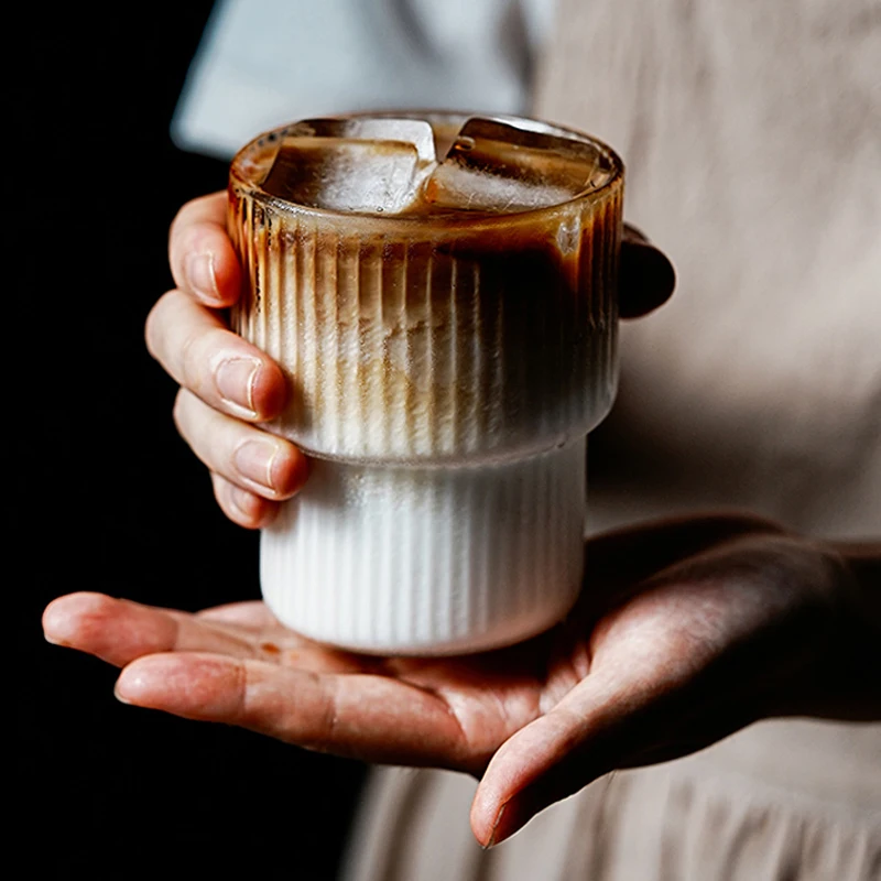 

Стеклянная чашка для кофе и чая, кружка из боросиликатного высокопрочного термостойкого латтового стекла, стакан для воды для пожилых, Япон...