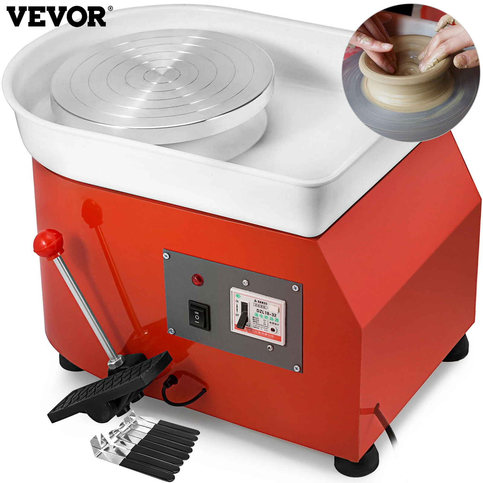 

VEVOR 280 Вт 25 см колесная Керамическая электрическая гончарная формовочная машина для глины художественное ремесло + регулируемые аксессуары ...