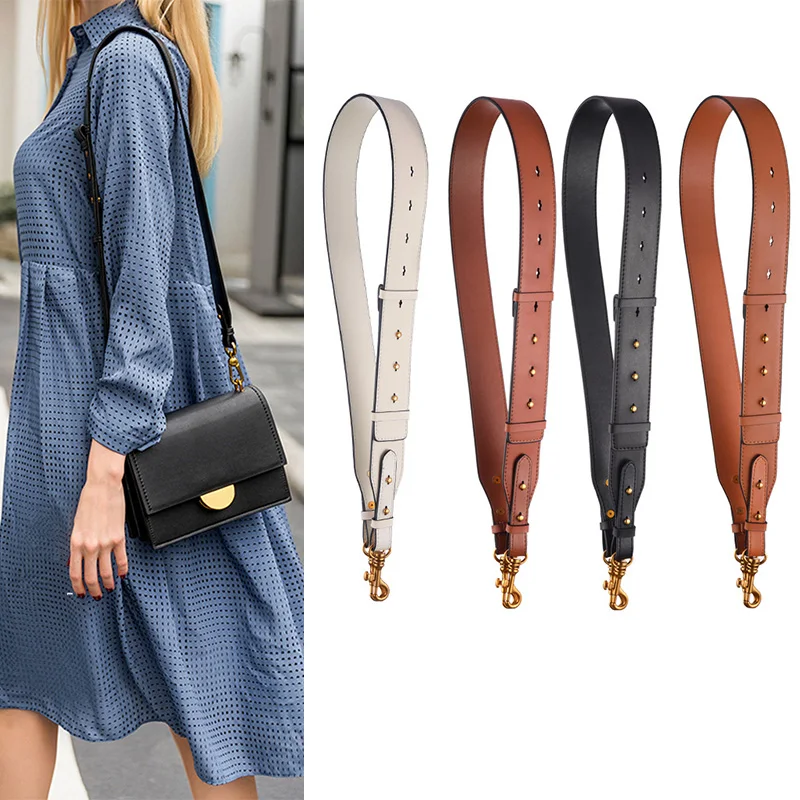 100-110cm Genuine Leather Bag Strap Women Handbag Belt Shoulder Messenger Crossbody Bag Wide Strap Replacement Cowhide Bag Strap