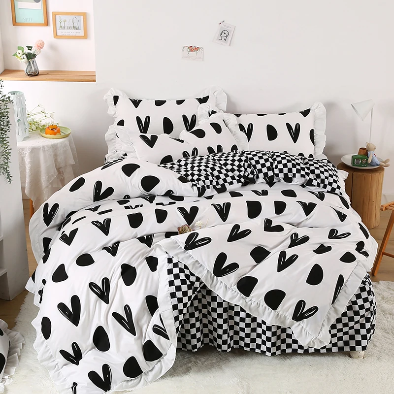 

Ruffled Duvet Cover Cotton Luxurybedding Set Princess Bedroom Bed Sheet Set Twin Size Queen Comforter Sets Kawaii Bedding Decor