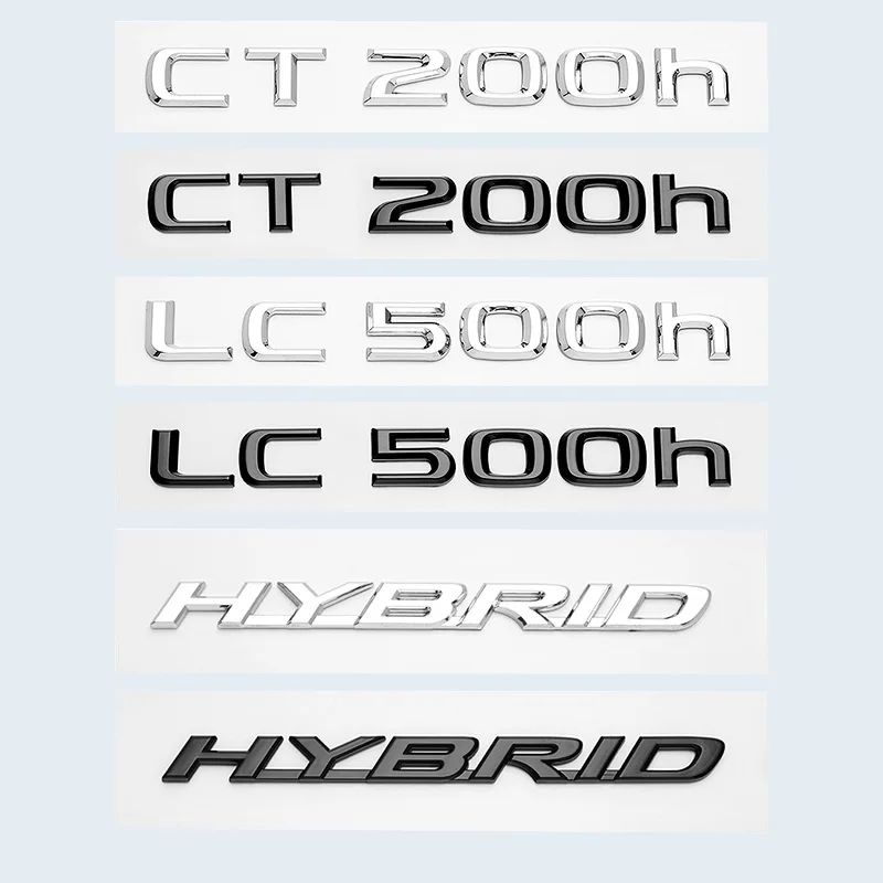 

3D Chrome Glossy Black ABS Letters Number CT200h LC500 LC500h HYBRID Emblem For Lexus Car Trunk Logo Badge Sticker Accessories